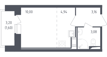 Студия, 22&nbsp;м²