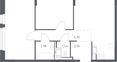 2-к. квартира, 59&nbsp;м²