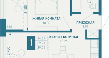 1-к. квартира, 40&nbsp;м²