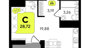 Студия, 28 м²