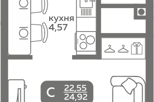 Студия, 22 м²