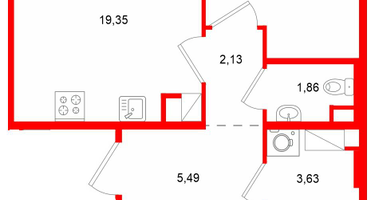 2-к. квартира, 57&nbsp;м²