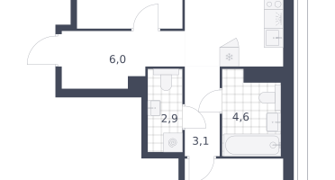 2-к. квартира, 63&nbsp;м²