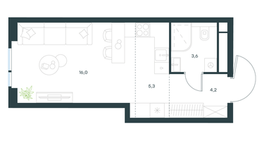 Студия, 29&nbsp;м²