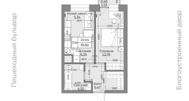 2-к. квартира, 35 м²