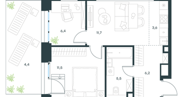 3-к. квартира, 49 м²