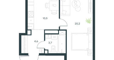 1-к. квартира, 39 м²