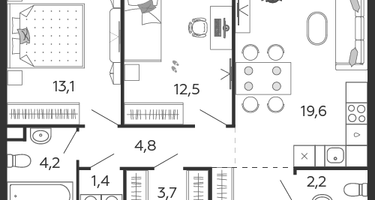 2-к. квартира, 65&nbsp;м²