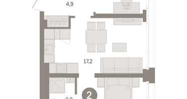 2-к. квартира, 53&nbsp;м²