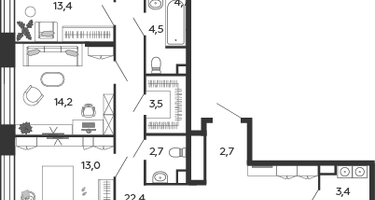 4-к. квартира, 153&nbsp;м²
