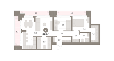 3-к. квартира, 81 м²