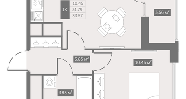1-к. квартира, 33&nbsp;м²