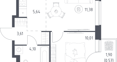 Студия, 35&nbsp;м²