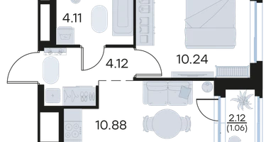 1-к. квартира, 30&nbsp;м²