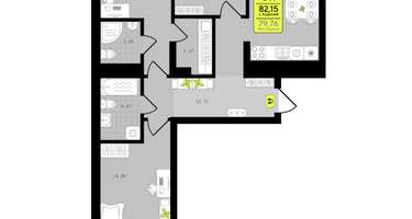 3-к. квартира, 82 м²