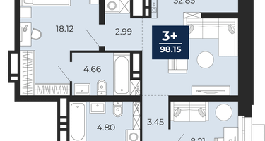 3-к. квартира, 94&nbsp;м²