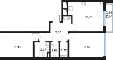 2-к. квартира, 70&nbsp;м²