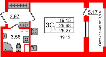 Студия, 26&nbsp;м²
