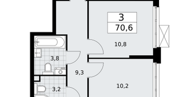 3-к. квартира, 70 м²
