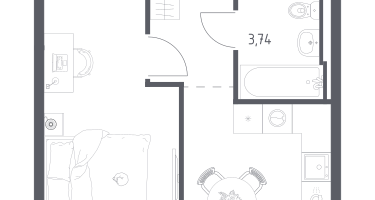 1-к. квартира, 33&nbsp;м²