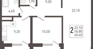 2-к. квартира, 67&nbsp;м²