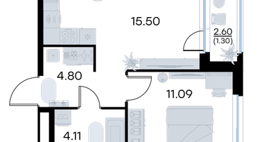 1-к. квартира, 36 м²