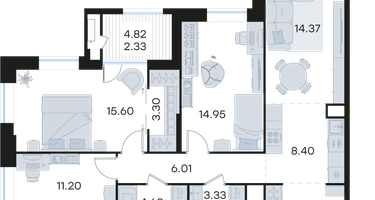 3-к. квартира, 89&nbsp;м²