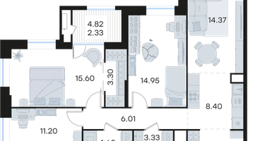 3-к. квартира, 89&nbsp;м²