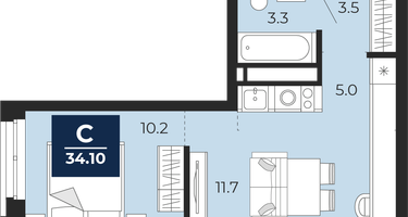 Студия, 33&nbsp;м²