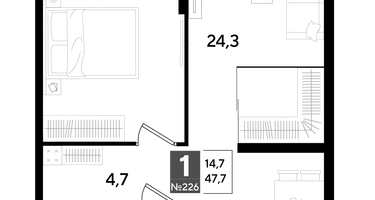 1-к. квартира, 47&nbsp;м²
