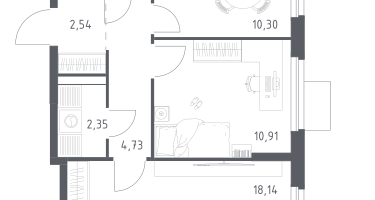 2-к. квартира, 53&nbsp;м²