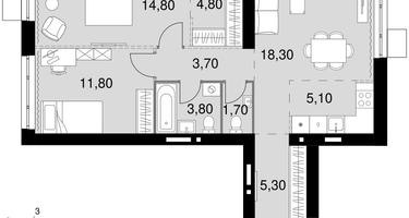 3-к. квартира, 69&nbsp;м²