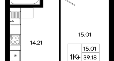 1-к. квартира, 39 м²