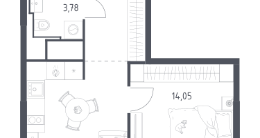 1-к. квартира, 37&nbsp;м²