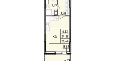 1-к. квартира, 26&nbsp;м²