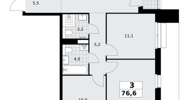 3-к. квартира, 76&nbsp;м²