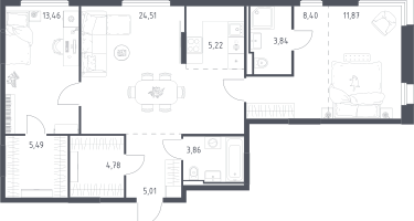 Студия, 86&nbsp;м²