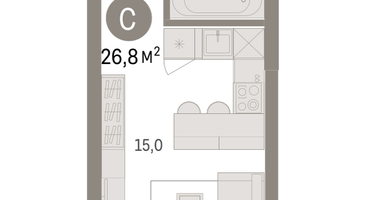 Студия, 26 м²