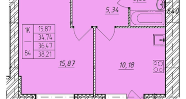 1-к. квартира, 38,2&nbsp;м²