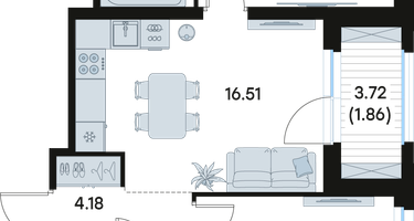 2-к. квартира, 53&nbsp;м²