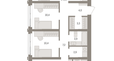 3-к. квартира, 90&nbsp;м²