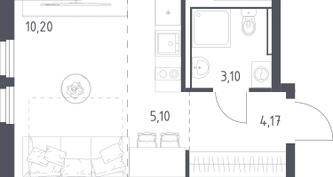 Студия, 22&nbsp;м²