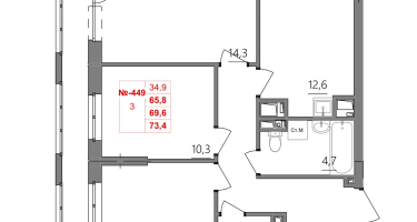3-к. квартира, 69&nbsp;м²