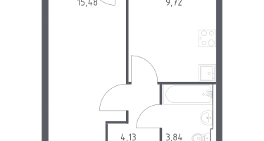 1-к. квартира, 33&nbsp;м²