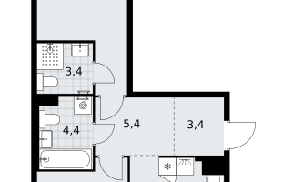2-к. квартира, 65 м²