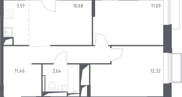 Студия, 54&nbsp;м²