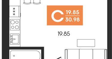 Студия, 30 м²