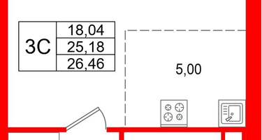 Студия, 25&nbsp;м²