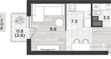 Студия, 26&nbsp;м²