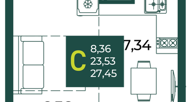 Студия, 27&nbsp;м²